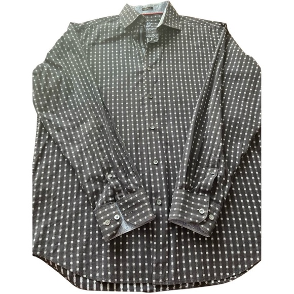 Bugatchi Uomo Classic Fit Navy Blue Print Button Down Size L - Picture 7 of 9